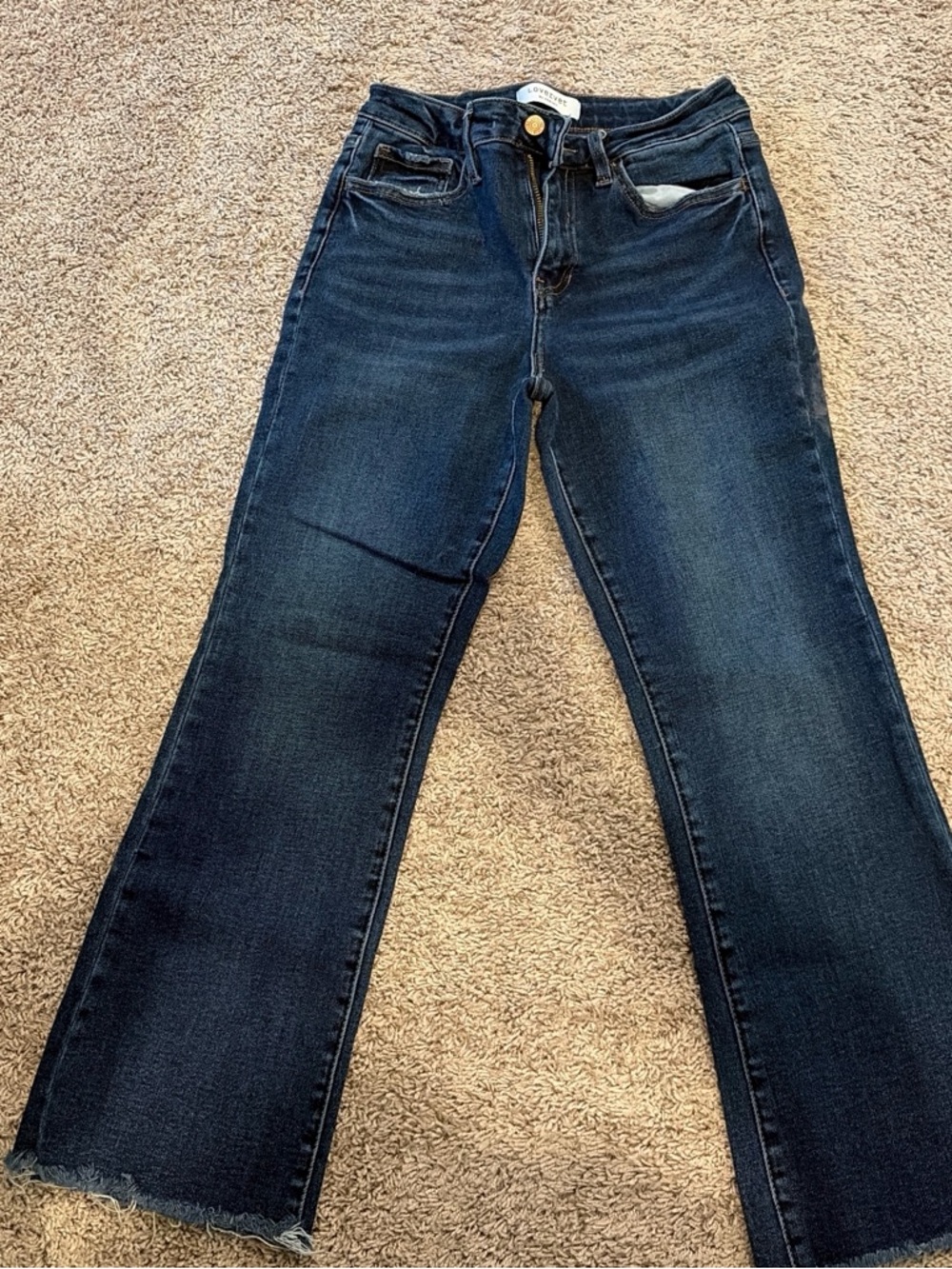 Women’s Dark Blue ankle Length Jeans with Raw Hem